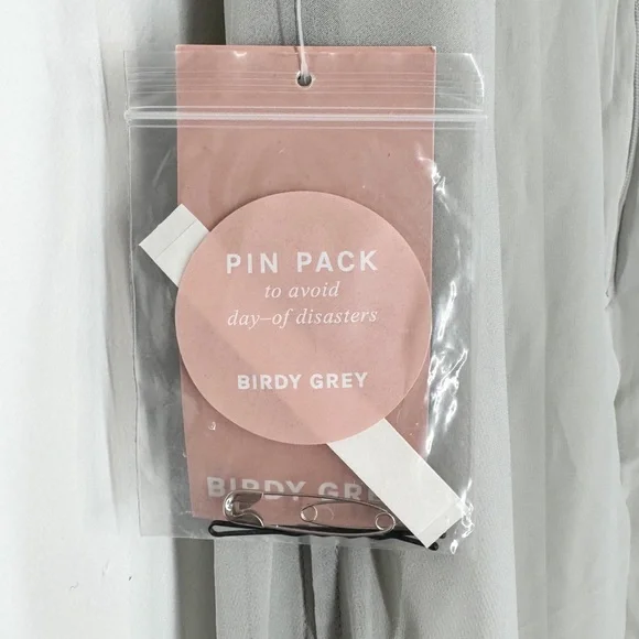 NWT Birdy Grey Gwennie Dove Gray Chiffon Dress Women’s Size Large - Picture 14 of 15